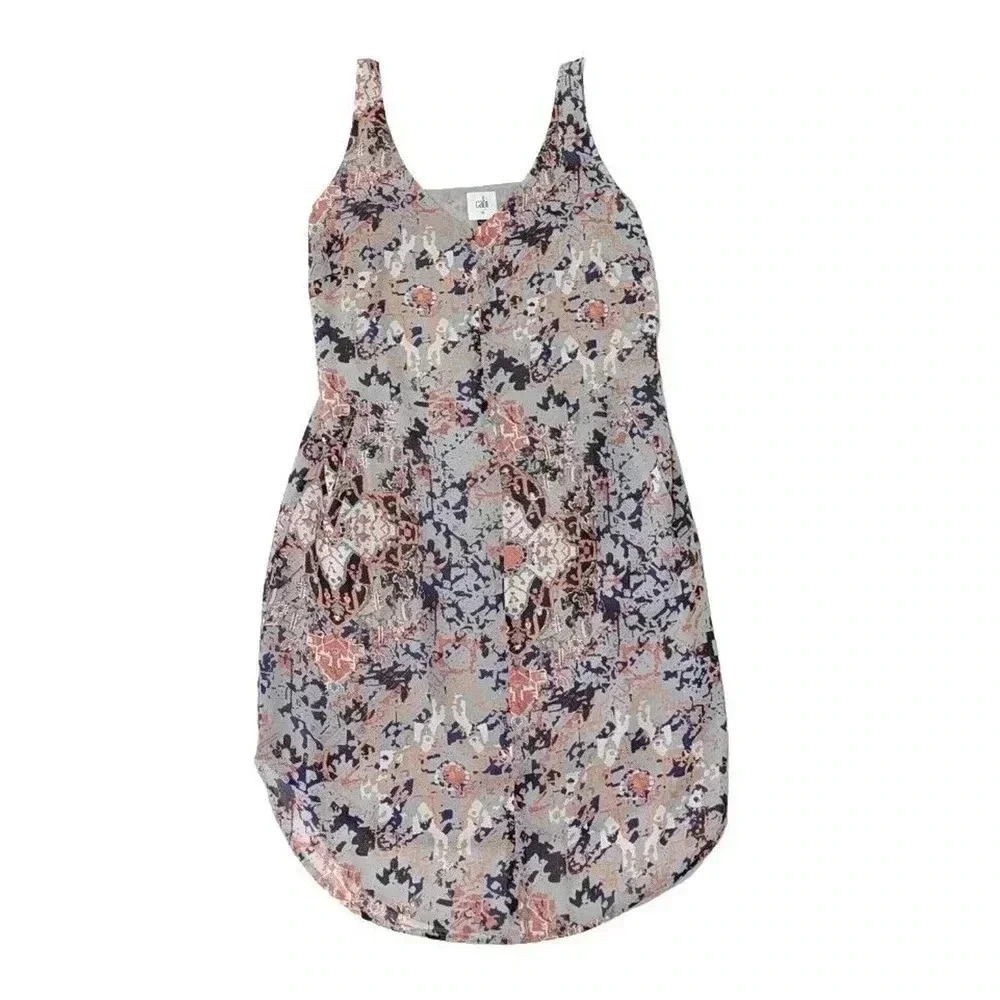 CAbi Floral Print Mini Dress in Gray, Pink, Navy